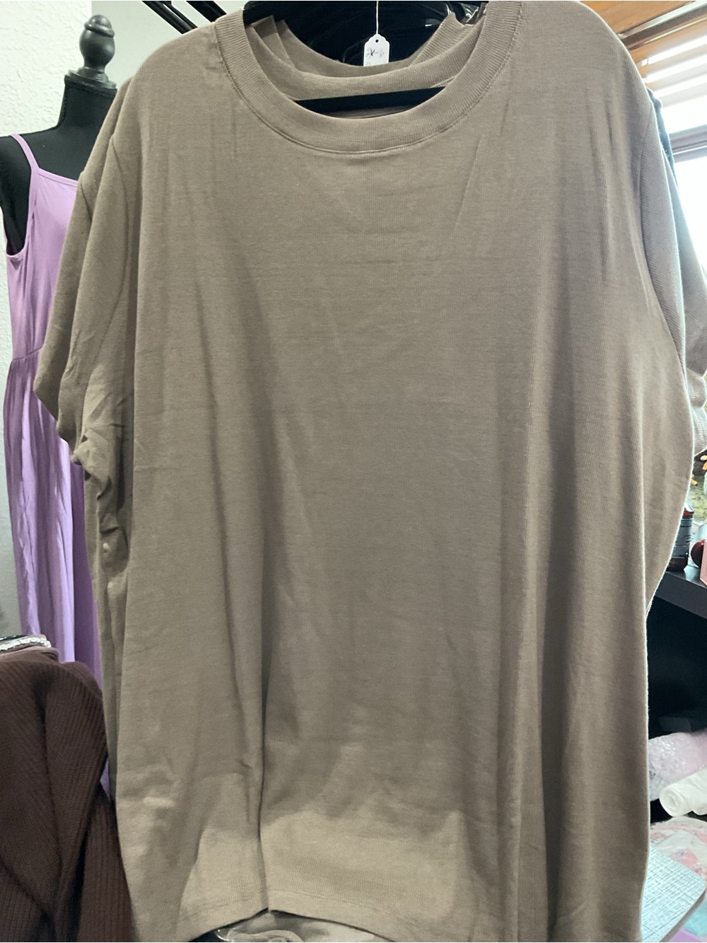 WF398 - NWT Taupe Mocha Oversized Relaxed Fit Short Sleeve Tee